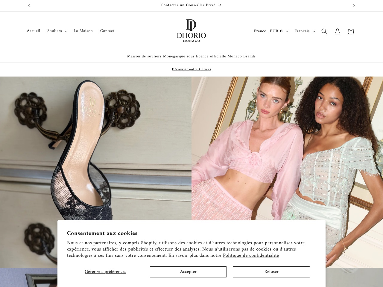 Site e-commerce Di Iorio Monaco, maison de souliers monégasque